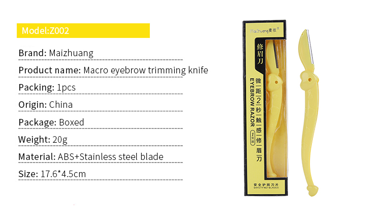 Factory Custom 1pcs Eyebrow Razor Shaver Wholesale Package Stainless Steel Dermaplane Blade Eyebrow Trimmer For Women Z002