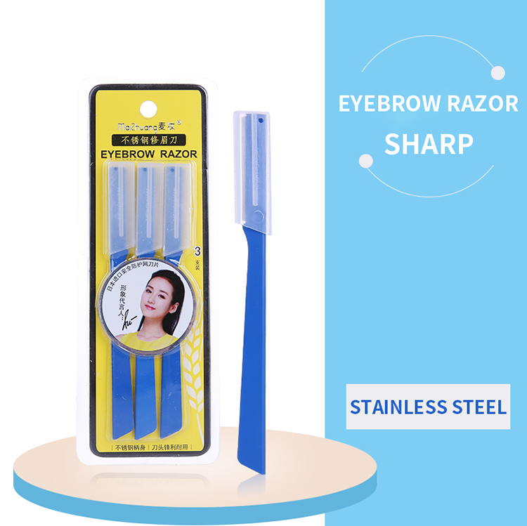 Factory Custom 3pcs Manual Beauty Women Facial Eyebrow Shaper Hair Remover Eyebrow Trimmer Shaver Eyebrow Razor Z017