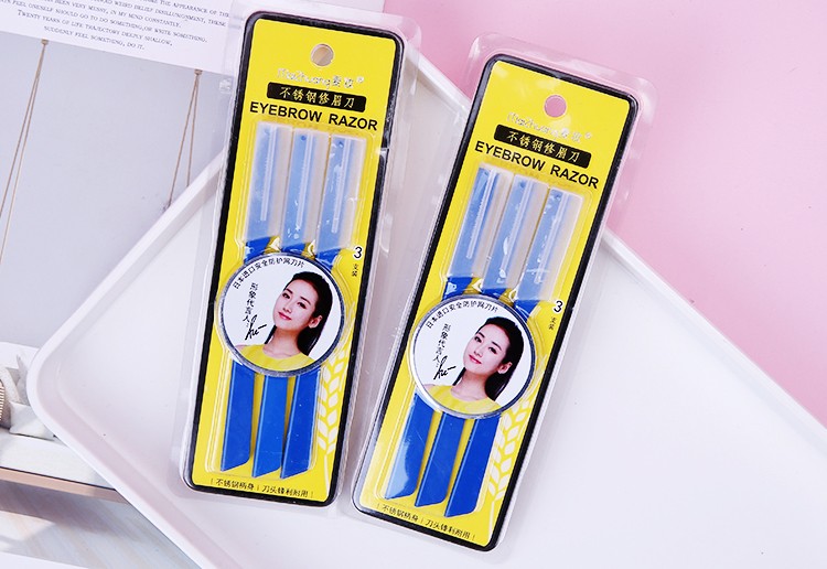 Factory Custom 3pcs Manual Beauty Women Facial Eyebrow Shaper Hair Remover Eyebrow Trimmer Shaver Eyebrow Razor Z017