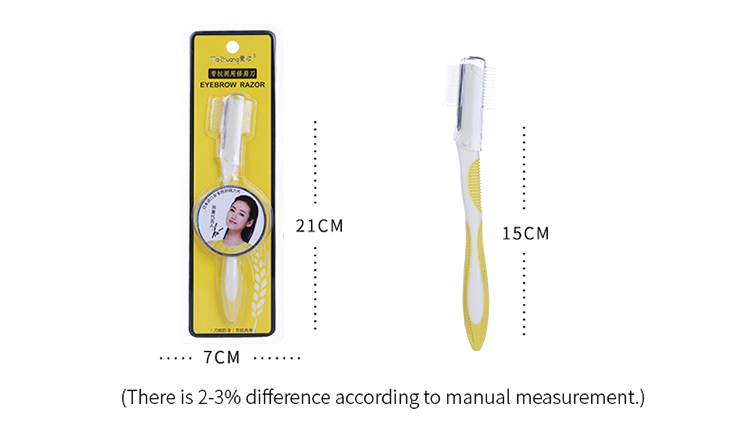 Factory Custom 1pcs Stainless Steel Blade 2in1 Eyebrow Shaver Facial Eyebrow Shaper Eyebrow Razor With Comb For Women Z018