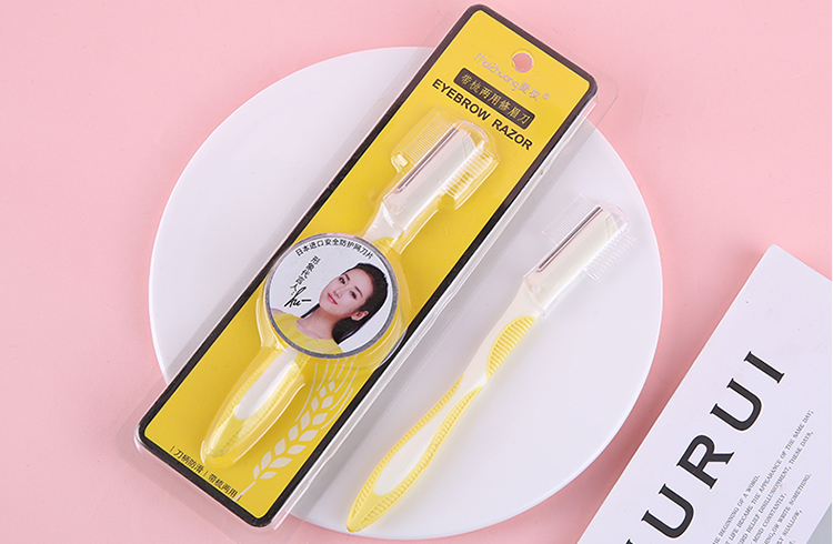 Factory Custom 1pcs Stainless Steel Blade 2in1 Eyebrow Shaver Facial Eyebrow Shaper Eyebrow Razor With Comb For Women Z018