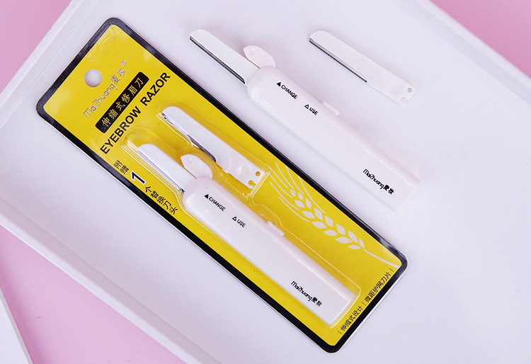 Factory Custom Private Label 1 1pcs Beauty Plastic Face Eyebrow Shaper Trimmer Retractable Eyebrow Razor For Women Z022