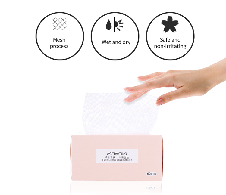 Meilamei extraction type 60 pieces thin save water disposable makeup remover cotton pad with paper box M006