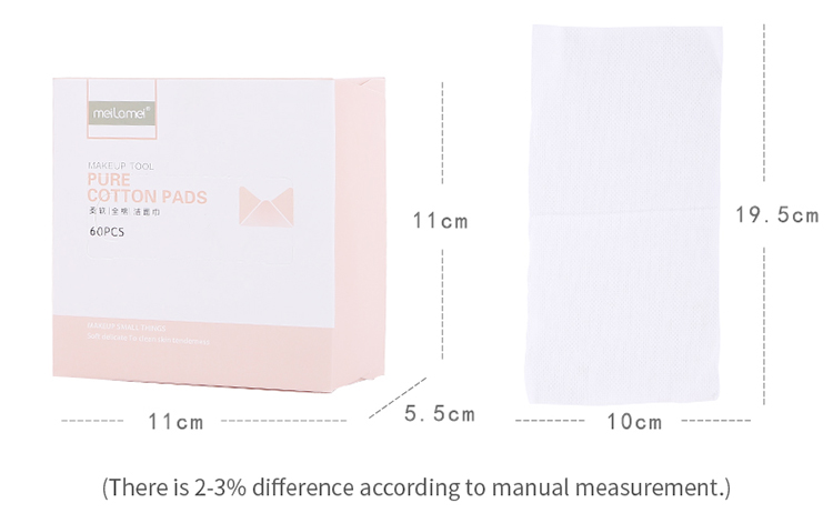 Meilamei extraction type 60 pieces thin save water disposable makeup remover cotton pad with paper box M006