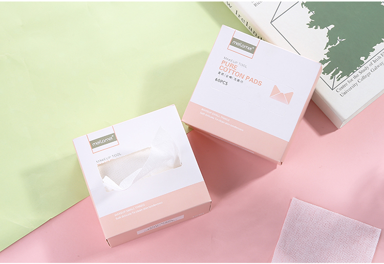 Meilamei extraction type 60 pieces thin save water disposable makeup remover cotton pad with paper box M006