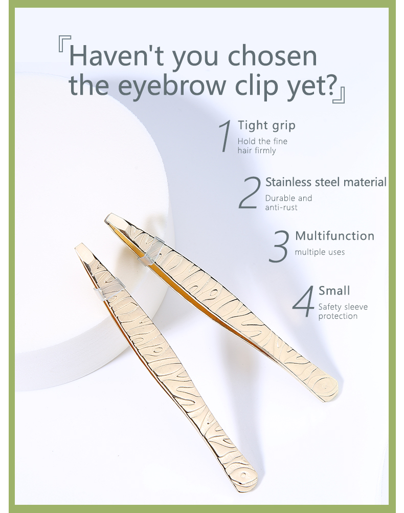 Wholesale Professional Eyebrow Tweezer Hair Remover Packaging Rose Gold Tweezer Tongs Slanted Stainless Steel Eyebrow Clip D005