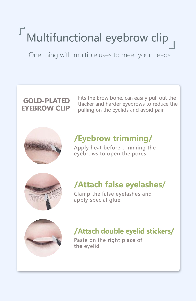 Wholesale Professional Eyebrow Tweezer Hair Remover Packaging Rose Gold Tweezer Tongs Slanted Stainless Steel Eyebrow Clip D005