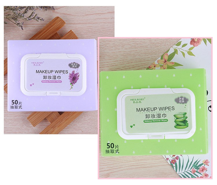 50 counts Manufacturer face cleansing wipes female feminine care cleaning makeup remover wet wipes with fragance