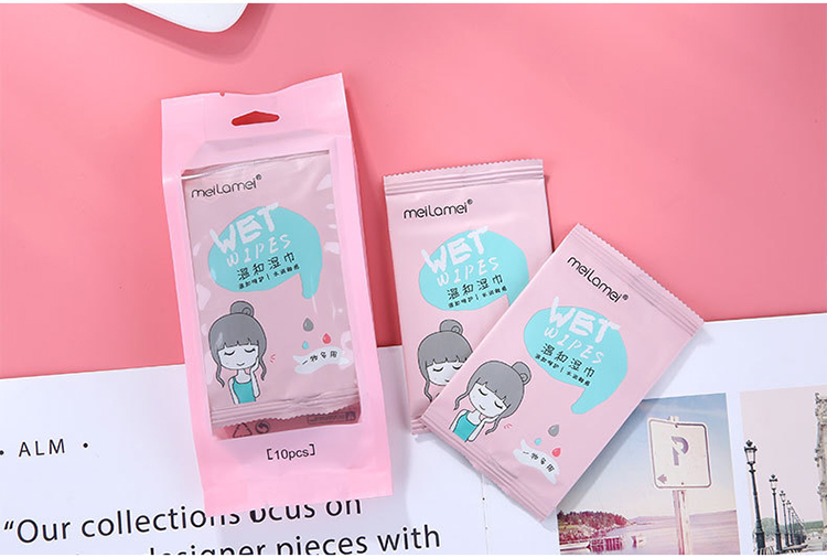 10pcs Lameila factory wholesale square cotton pads facial wipes cleaning face wet wipes pocket wet tissue E2119