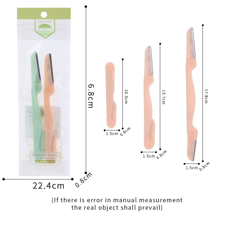 Lameila Best Selling Eyebrow Trimmer Double Eyebrow Trimming Knife Dermaplaning Blade 2 Pcs Folded Eyebrow Razor Set Mlm-c017