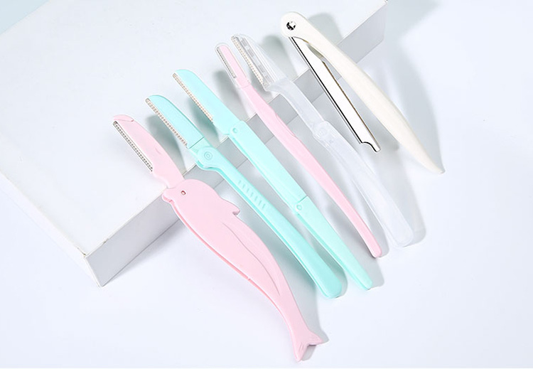 Lady  Facial Hair Remover Shaver Trimmer 2/pcs Folding Safety Eyebrow Razor C500