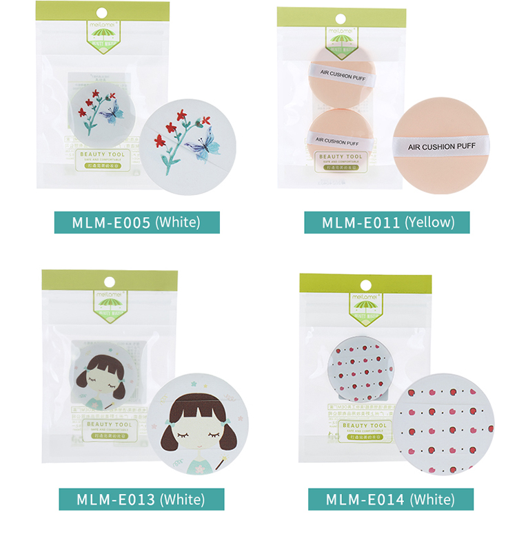 Wholesale Lady Cosmetic Single Pack Variety of Patterns Round Shape Cosmetic Air Cushion Puff Facial Sponge E001