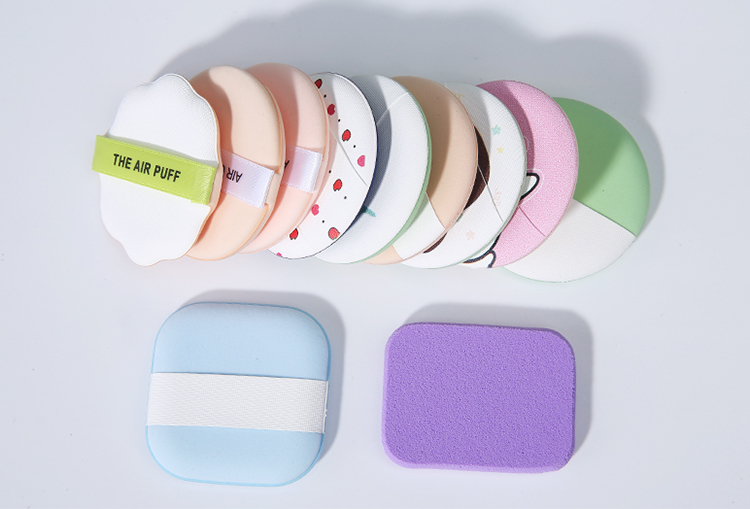 Wholesale Lady Cosmetic Single Pack Variety of Patterns Round Shape Cosmetic Air Cushion Puff Facial Sponge E001