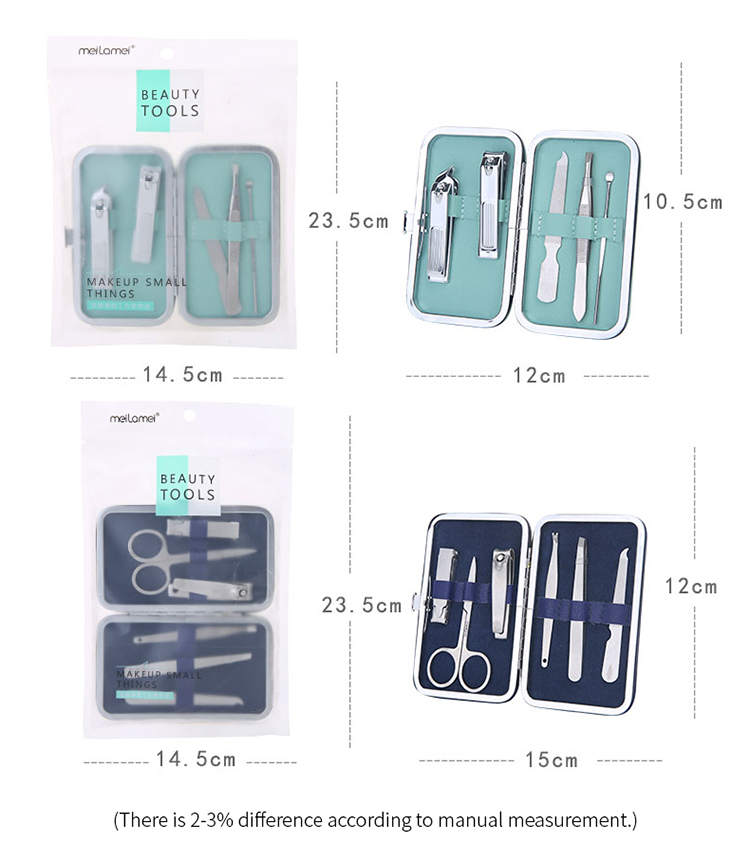 Meilamei 5 PCS Wholesale Nail Makeup Tools Professional Stainless Steel Manicure Set MLM-K506/MLM-K509