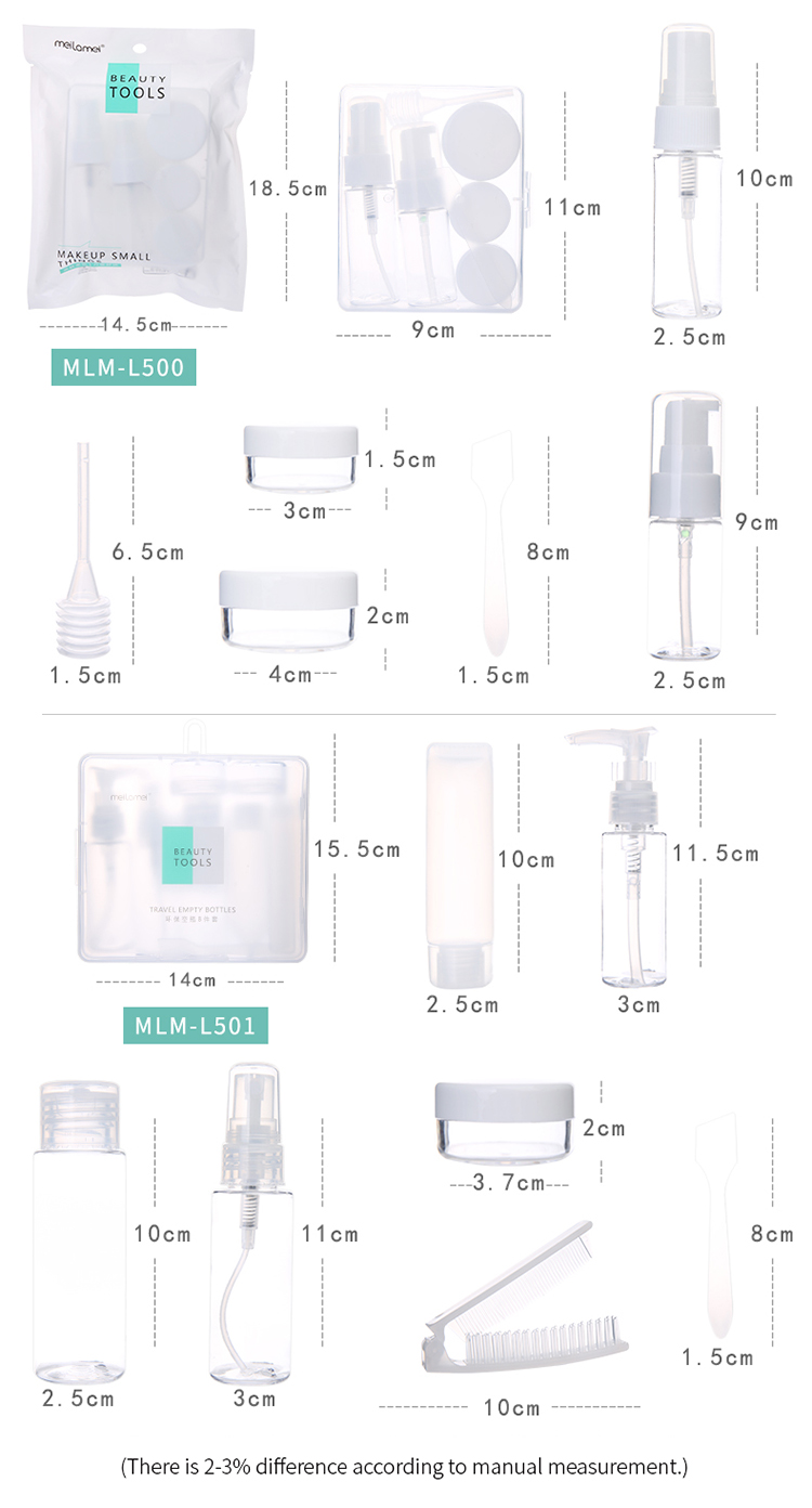 Portable Travel Plastic Cosmetic Set Bottles 7pcs/set Simplicity Cosmetics Bottles And Jars Set L500