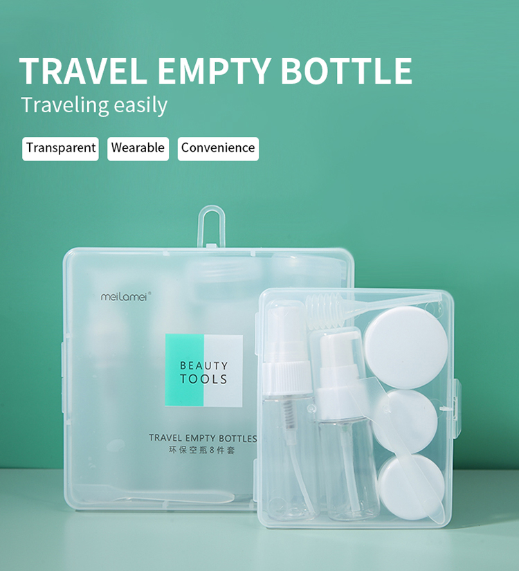 Portable Travel Plastic Cosmetic Set Bottles 7pcs/set Simplicity Cosmetics Bottles And Jars Set L500