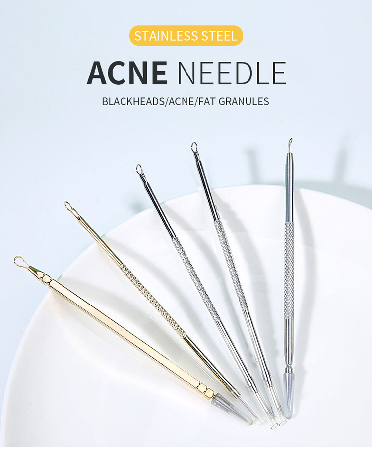 Beauty skin care acne removal tools wholesale custom OEM gold sliver blackhead remover acne needle MLM-P500