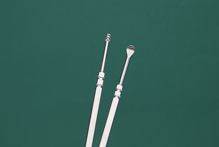 Meilamei Ear Curette Non-slip Handle Stainless Steel Sliver Double Head Lihgted Gracey Ear Curette MLM-P502