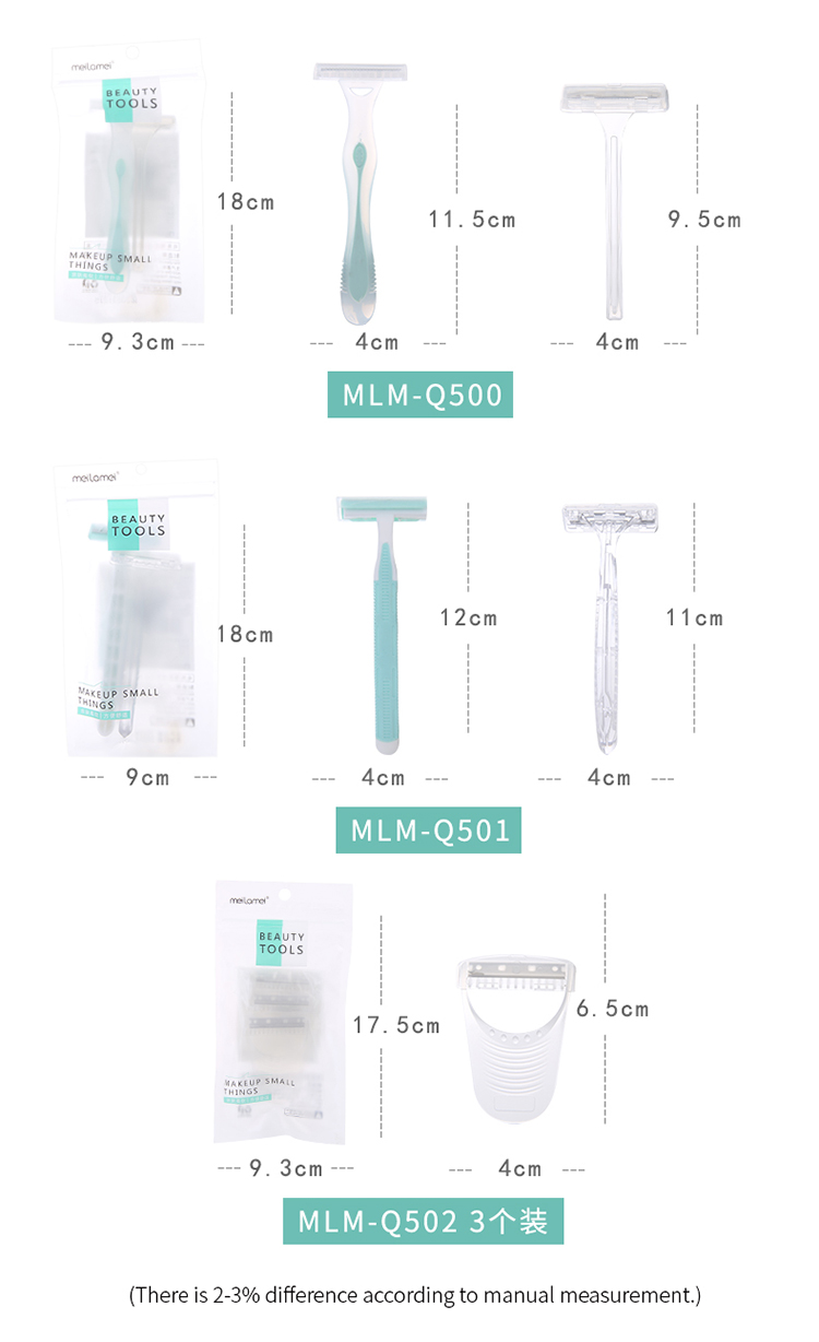 Meilamei Wholesale Body Hair Removal Shaving Trimmer Flowless Leg Shaver Cosmetics Daily Use Safety Micro Shaving Razor Set