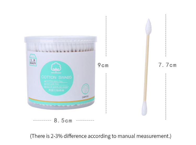 Niaowu Good Quality 300pcs Pack Cotton Swabs Bamboo Cotton Swabs Full Double-headed Pointed Tip Round Head Bamboo Stick N854