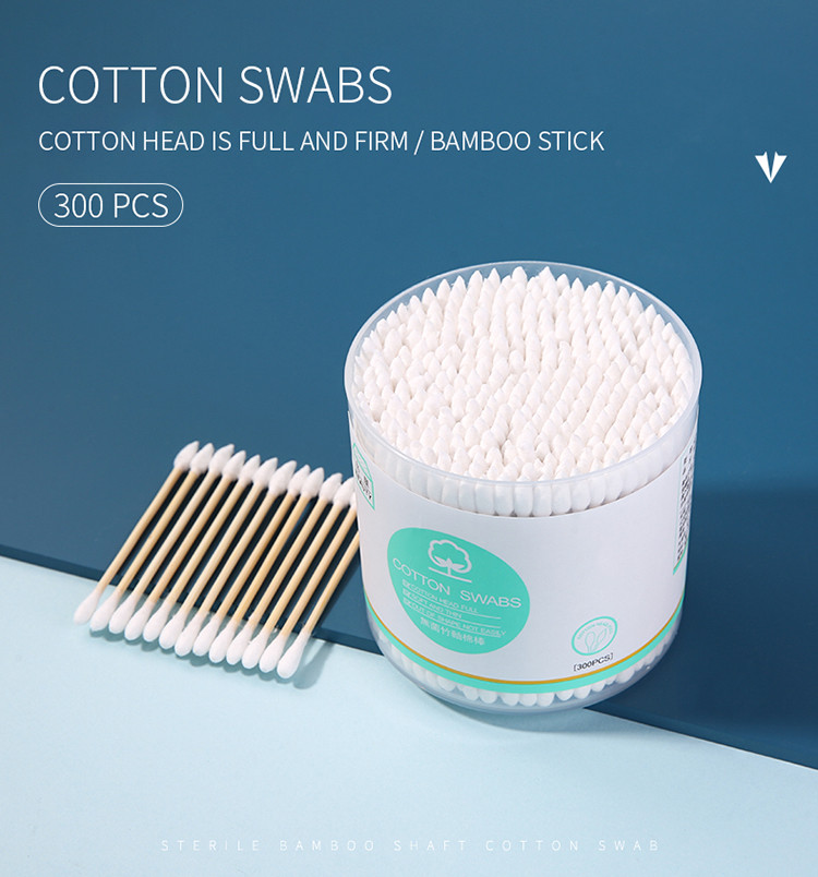 Niaowu Good Quality 300pcs Pack Cotton Swabs Bamboo Cotton Swabs Full Double-headed Pointed Tip Round Head Bamboo Stick N854