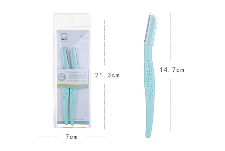 Hot Sale Beauty Tools Eyebrow Knife Shaver 2pcs Custom Logo Pattern Women Eye Brow Trimmer Eyebrow Razor N270