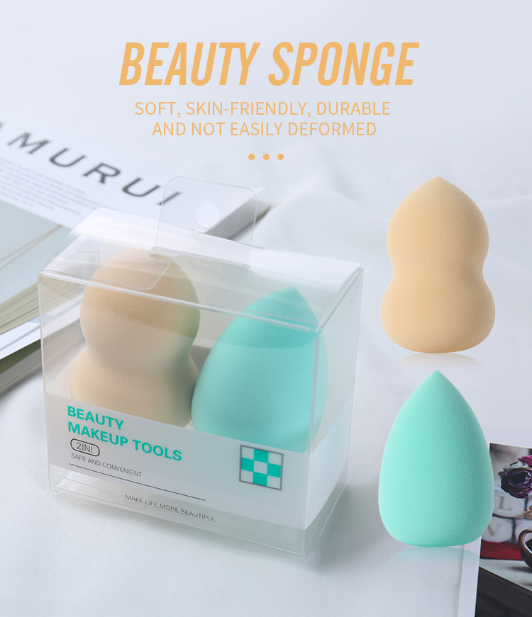 Silubi 2pcs Beauty Sponge Set Cosmetic Yellow Colourful Latex Free Foundation Large Makeup Sponge Blender Slb-F008