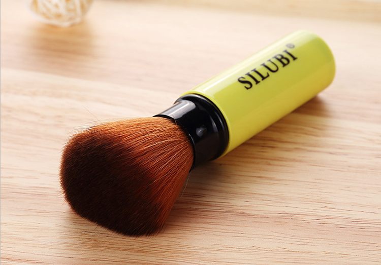 Silubi High Quality Yellow Handle Foundation Powder Brush Nylon Hair Large Fluffy Beauty Face Makeup Retractable Brushes S305