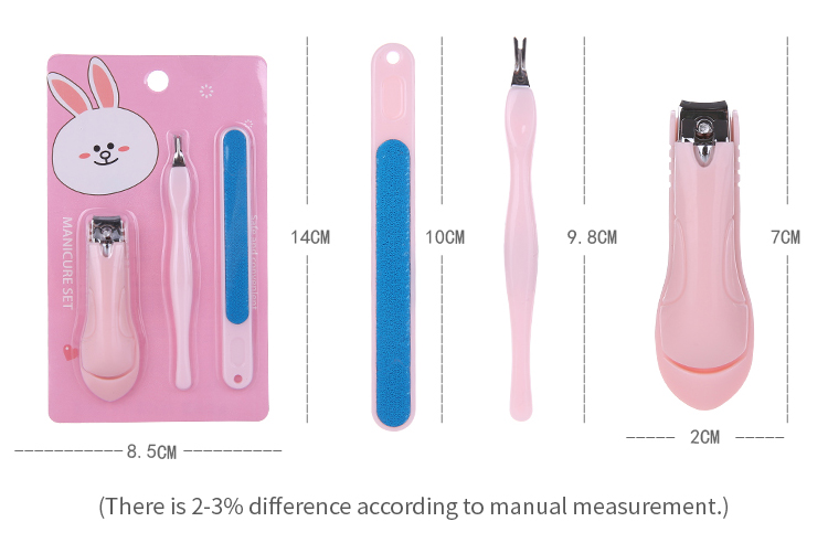 Wholesale Custom Logo Packaging Pedicure Set Pink 3pcs Stainless Steel Nail File Clippers Manicure Set for women S963