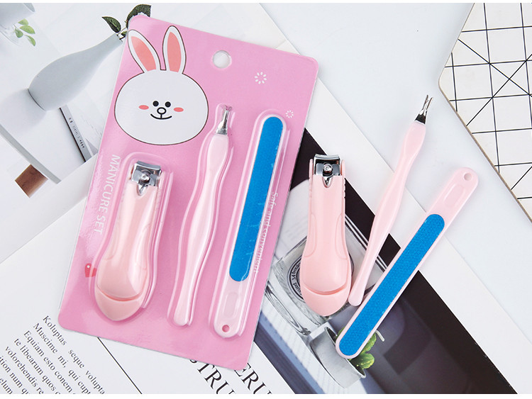 Wholesale Custom Logo Packaging Pedicure Set Pink 3pcs Stainless Steel Nail File Clippers Manicure Set for women S963