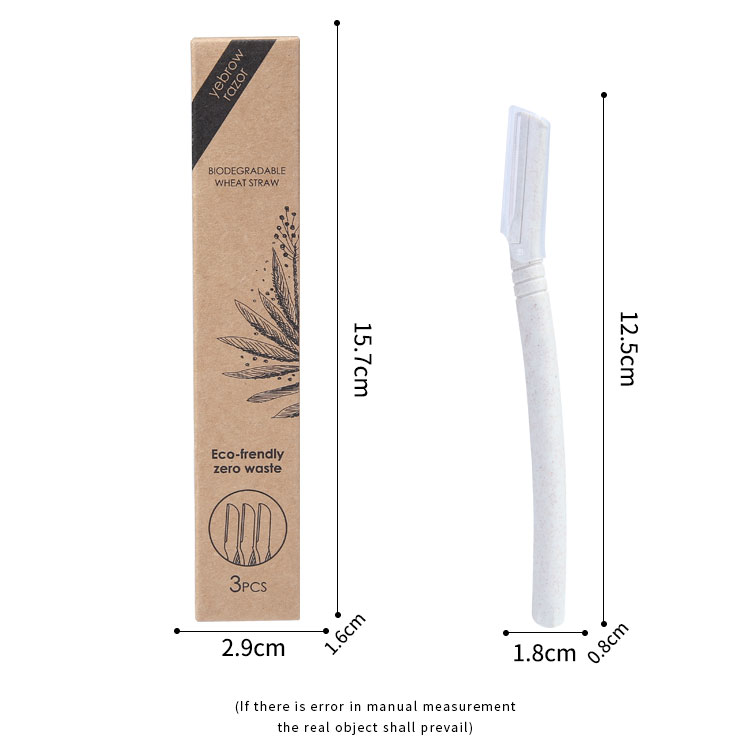 Lameila Painless wheat Straw Trimming Knife Cutter Single Plastic 3pcs Eyebrow Razor Women Eyebrow Trimmer Set With Cover A976