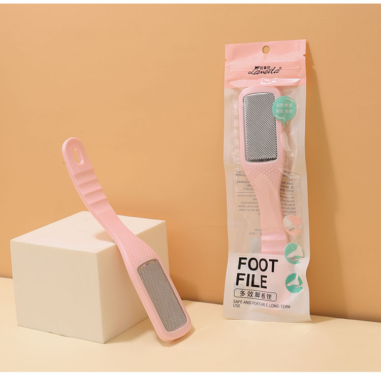 Lameila Pedicure Beauty Tools Curve Handle Foot File Callus Remover Tool Plastic Foot Care Tool Pink Private Label C0357