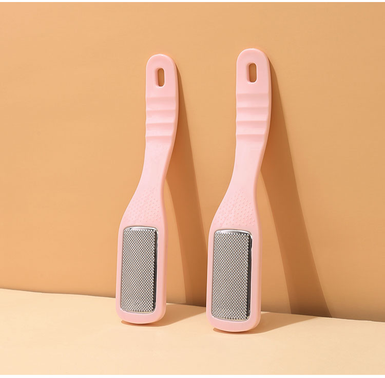 Lameila Pedicure Beauty Tools Curve Handle Foot File Callus Remover Tool Plastic Foot Care Tool Pink Private Label C0357