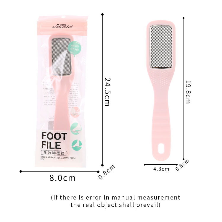 Lameila Pedicure Beauty Tools Curve Handle Foot File Callus Remover Tool Plastic Foot Care Tool Pink Private Label C0357