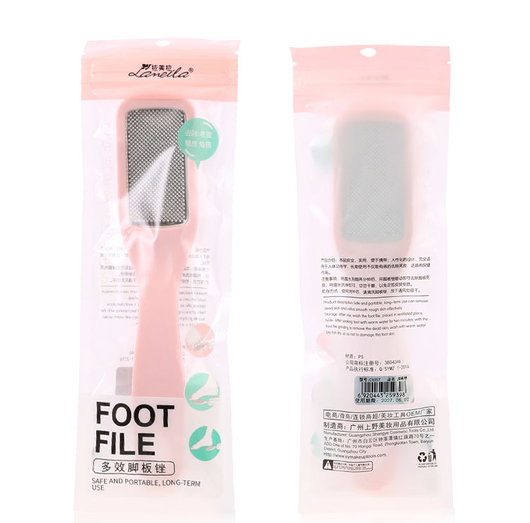 Lameila Pedicure Beauty Tools Curve Handle Foot File Callus Remover Tool Plastic Foot Care Tool Pink Private Label C0357