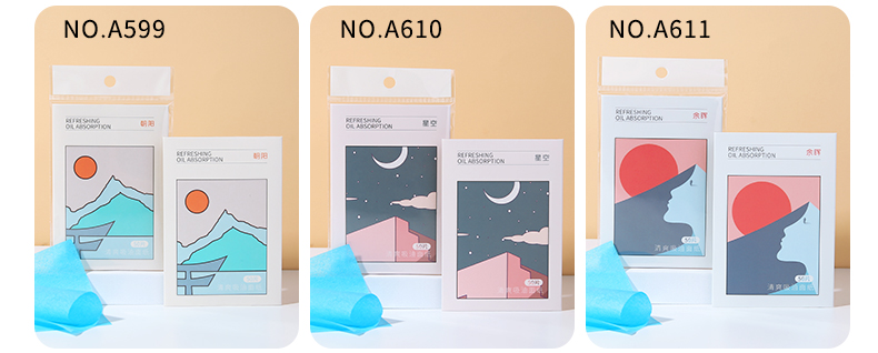 Lameila Personal Oil Absorbing Tissue Raw Wood Pulp Face Blotting Paper Blue Color 50pcs Facial Oil Blotting Makeup Paper A590-A611