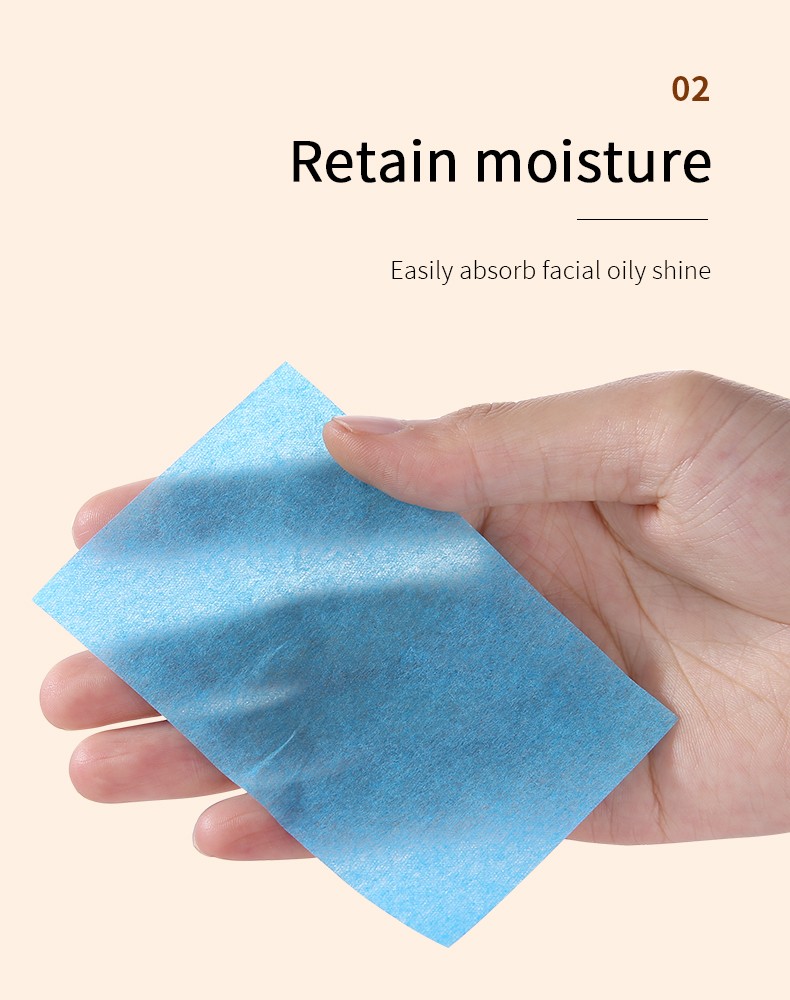 Lameila Personal Oil Absorbing Tissue Raw Wood Pulp Face Blotting Paper Blue Color 50pcs Facial Oil Blotting Makeup Paper A590-A611