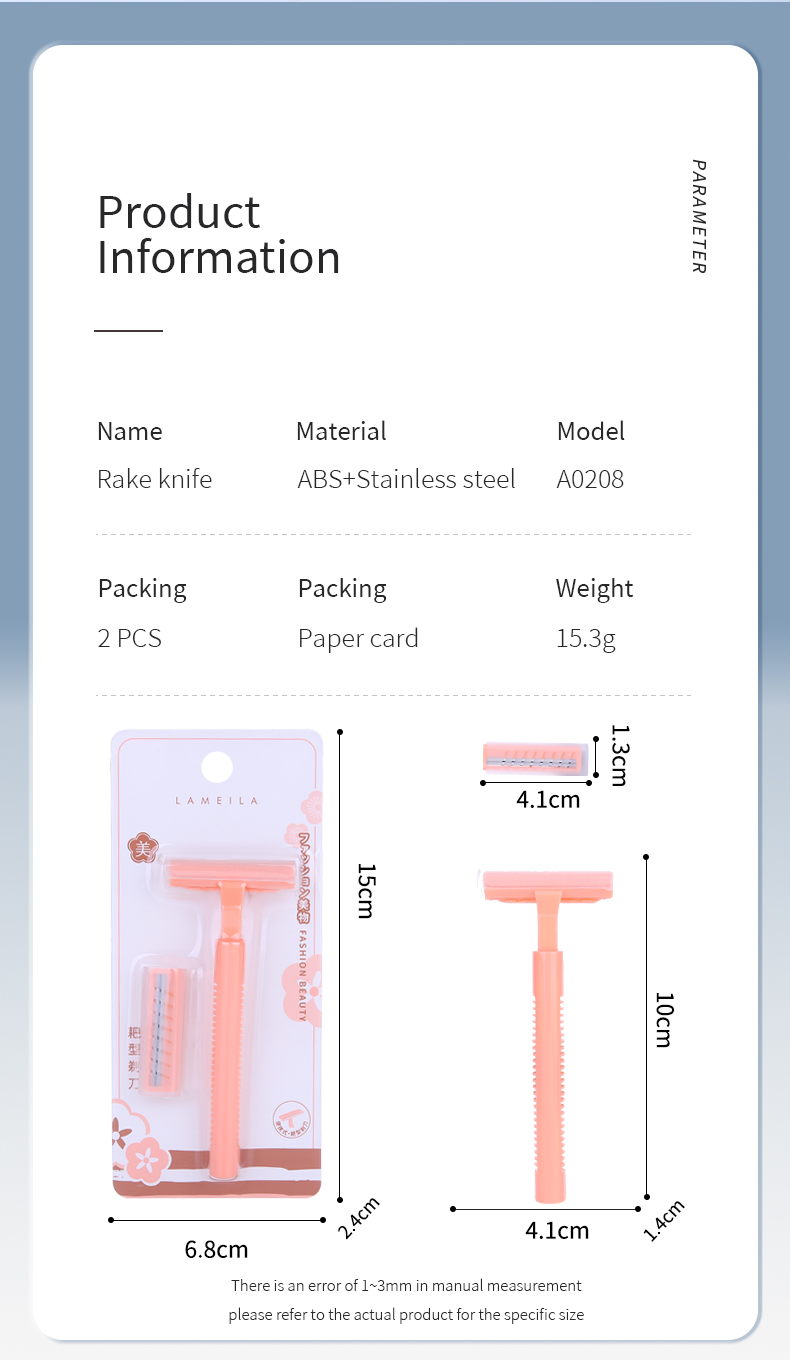 Lameila beauty tools body Leg armpit hair razor single safety hair trimmer shaving razor 2 in 1 A0208