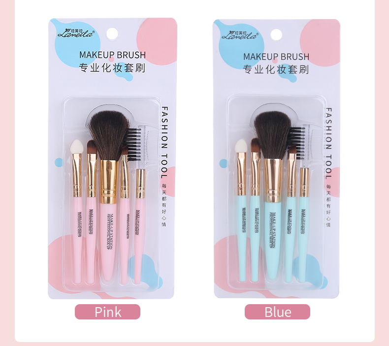 Lameila Ladies All Day Pink Beauty Makeup Tool Soft Women Face Cosmetic 5pcs Makeup Brush Set Makeup Brushes L0964