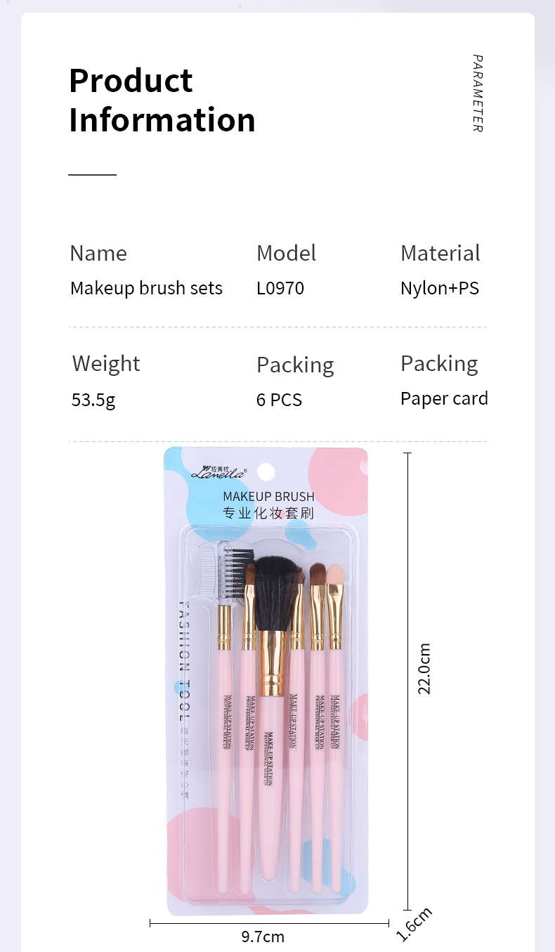 Lameila 2022 New Ladies Cosmetics Set Makeup Tool Women Long Handle Slim Makeup Brush Set Kits Nylon Makeup Brushes L0970