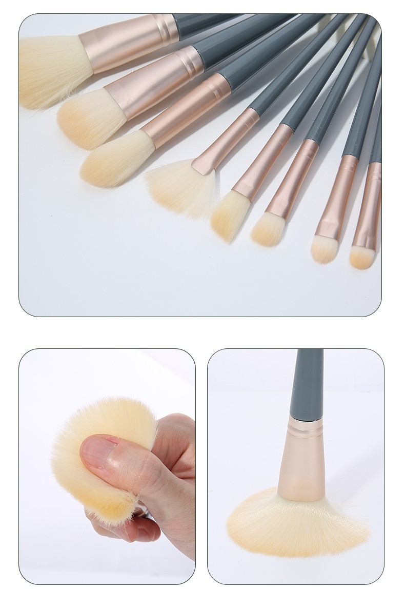 Stylish Design Lady Cosmetic Brush Kits Gold Matte Aluminum Tube  Women Soft Nylon Yellow Hair Gentle 10pcs Makeup Brush Set