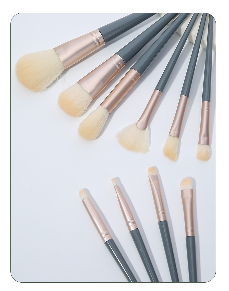 Stylish Design Lady Cosmetic Brush Kits Gold Matte Aluminum Tube  Women Soft Nylon Yellow Hair Gentle 10pcs Makeup Brush Set