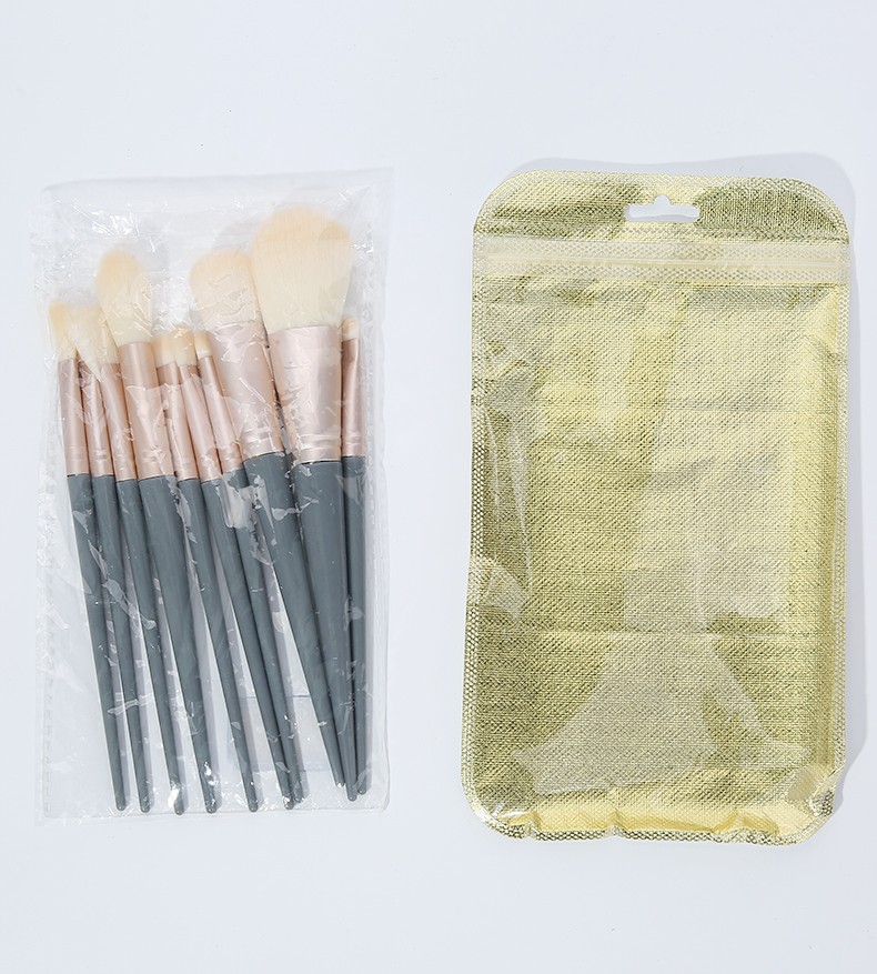 Stylish Design Lady Cosmetic Brush Kits Gold Matte Aluminum Tube  Women Soft Nylon Yellow Hair Gentle 10pcs Makeup Brush Set