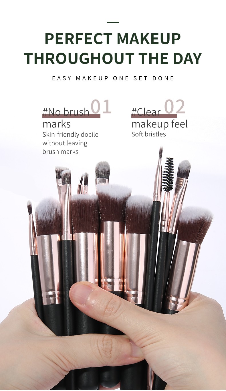 Guangzhou New Complete Cosmetics Tools Face Beauty Product Women Makeup Blending Brush Female Black Handle Makeup Brush Set