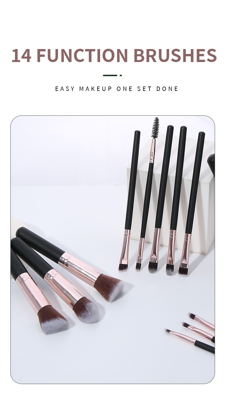 Guangzhou New Complete Cosmetics Tools Face Beauty Product Women Makeup Blending Brush Female Black Handle Makeup Brush Set