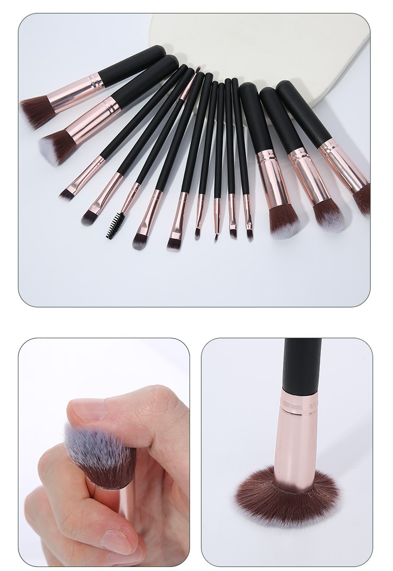 Guangzhou New Complete Cosmetics Tools Face Beauty Product Women Makeup Blending Brush Female Black Handle Makeup Brush Set