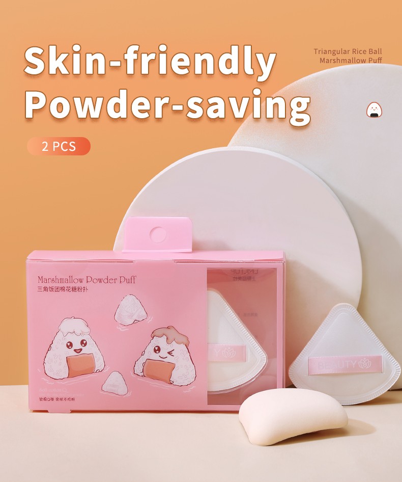 LMLTOP Wholesale Cute Pink Boxed Makeup Sponge Puff Woman 2pcs Set Triangle Shape Latex Free Cosmetic Puff For Female Sy1001