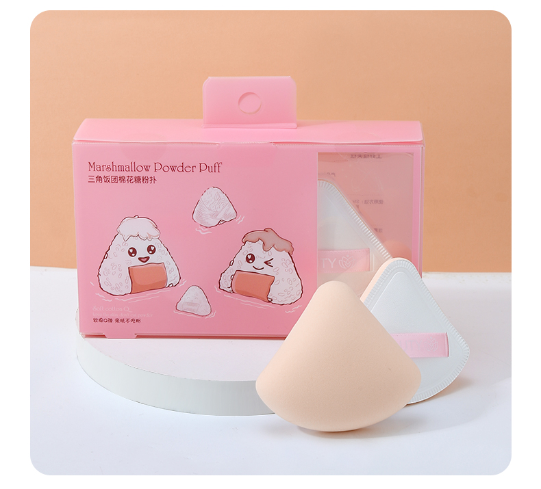 LMLTOP Wholesale Cute Pink Boxed Makeup Sponge Puff Woman 2pcs Set Triangle Shape Latex Free Cosmetic Puff For Female Sy1001