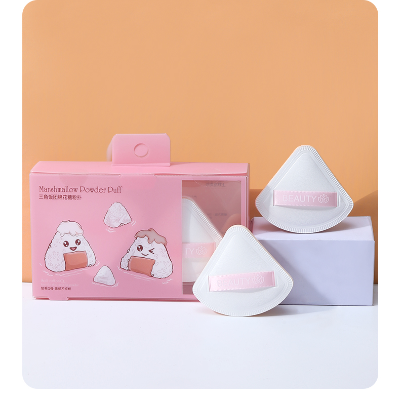 LMLTOP Wholesale Cute Pink Boxed Makeup Sponge Puff Woman 2pcs Set Triangle Shape Latex Free Cosmetic Puff For Female Sy1001