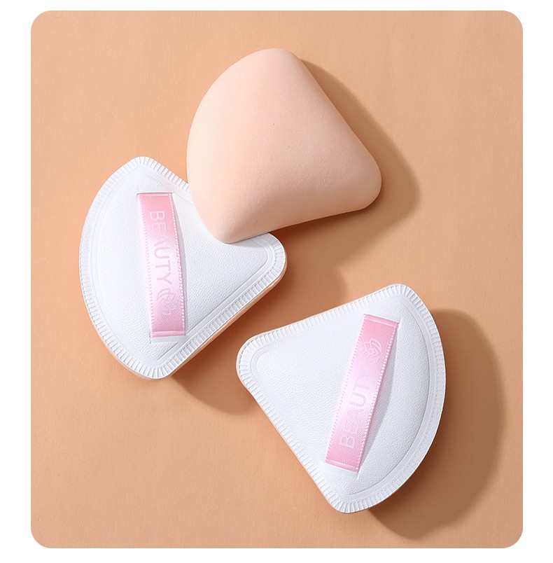 LMLTOP Wholesale Cute Pink Boxed Makeup Sponge Puff Woman 2pcs Set Triangle Shape Latex Free Cosmetic Puff For Female Sy1001